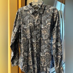 Men’s slim fit blue paisley shirt